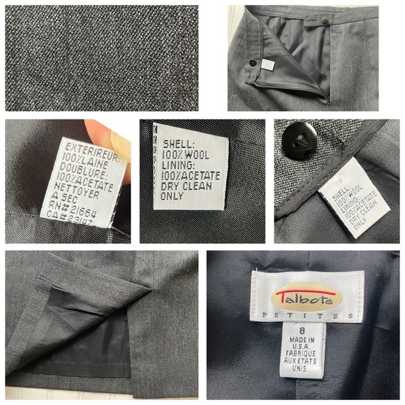 Talbots Petite 2pc Skirt Suit Blazer Jacket Gray Size 8P Wool NWOT Business - Picture 7 of 13
